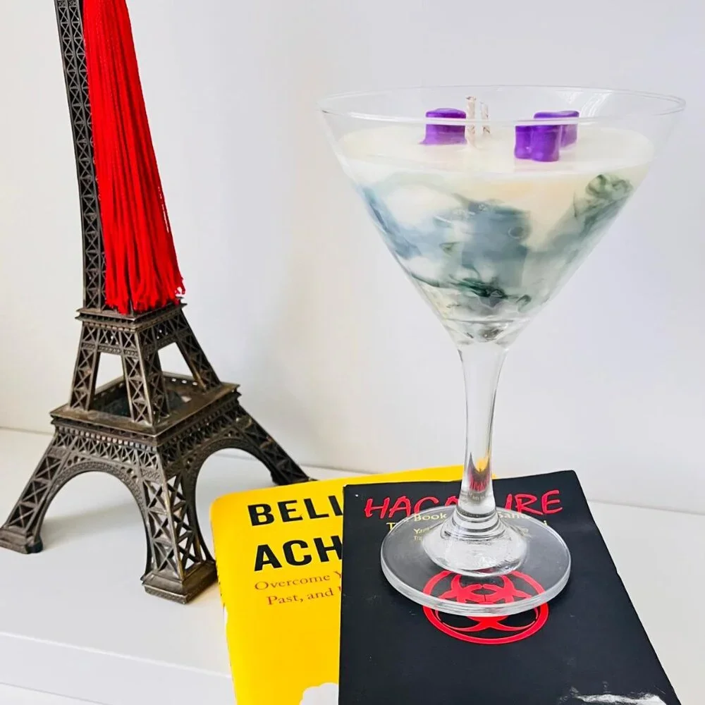 decorative candle in cocktail shape